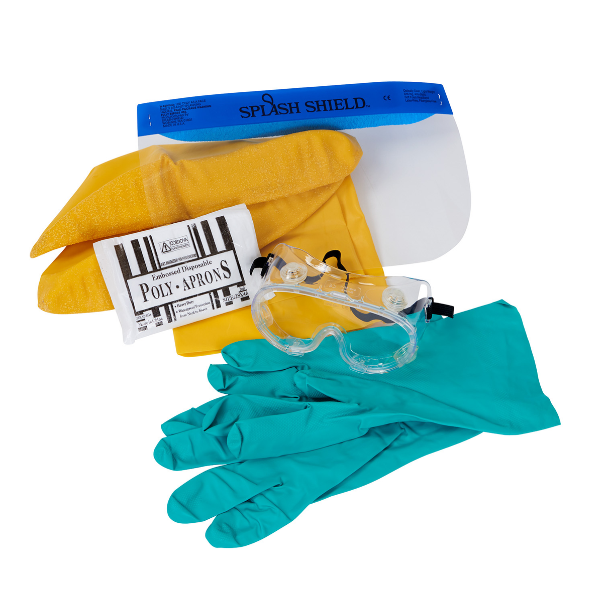 Personnel Protective Kit Haz-Mat; gloves, goggles, face shield, boots &amp; apron