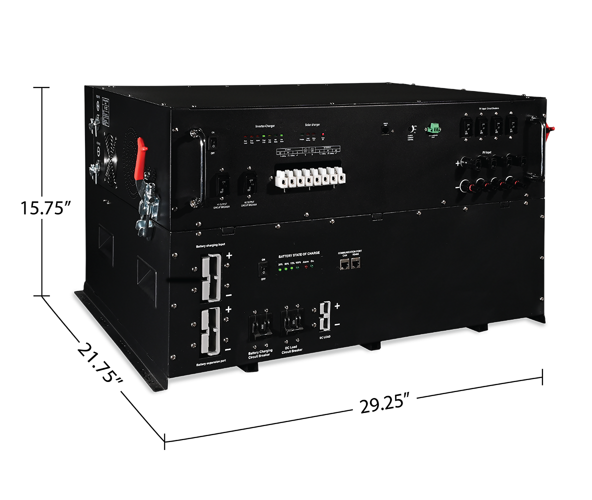 All in One Solar Battery Power Box – Heavy Duty Industrial Grade 5.12kWh Battery 3kW Pure Sine Inverter Charger 1400 Watt Solar Input