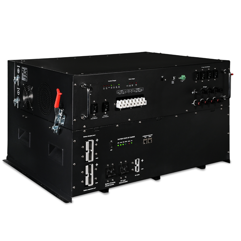 All in One Solar Battery Power Box – Heavy Duty Industrial Grade 5.12kWh Battery 3kW Pure Sine Inverter Charger 1400 Watt Solar Input