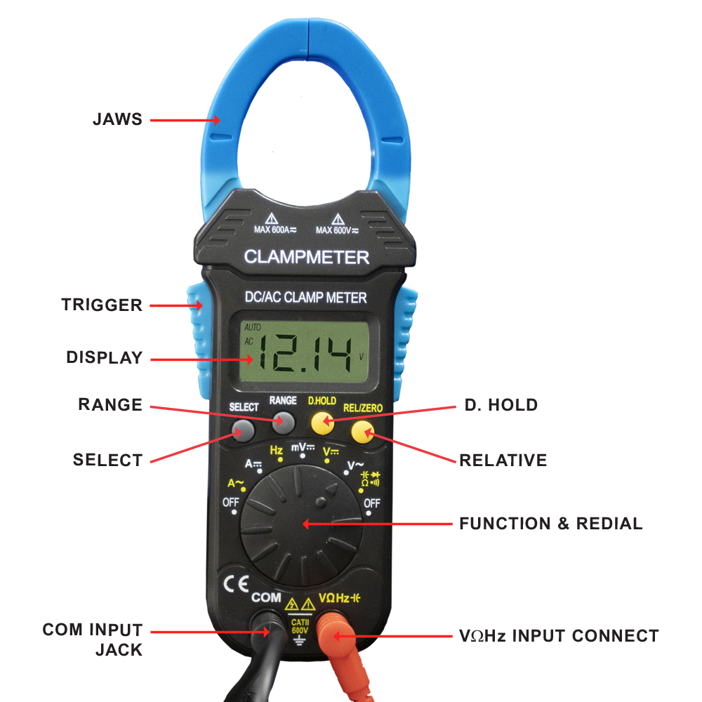 Digital Clamp Meter Auto Range DC/AC 600V True RMS