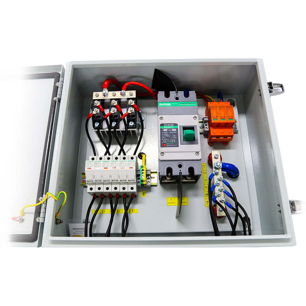 6 STRING SOLAR ARRAY COMBINER BOX 120A 200 VDC 6 INPUTS 20KW PREWIRED