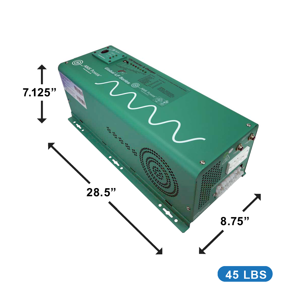 2500 WATT LOW FREQUENCY PURE SINE INVERTER CHARGER 12 VDC TO 120 VAC