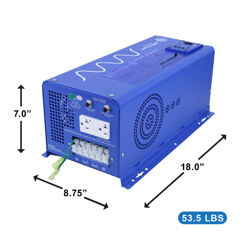 3000 WATT PURE SINE INVERTER CHARGER 12 VDC TO 120 VAC