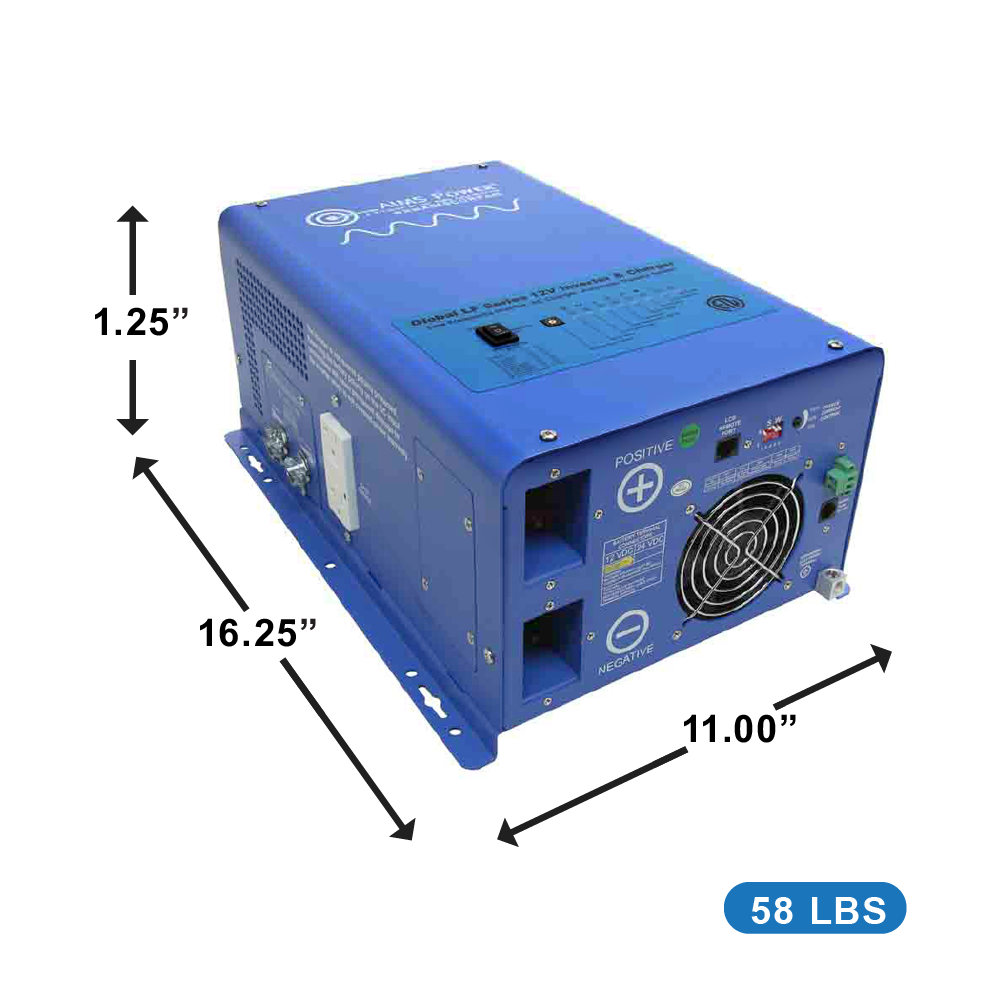 3000 WATT 120VAC PURE SINE INVERTER CHARGER WITH 120VAC 30A OR 240VAC 50A BYPASS