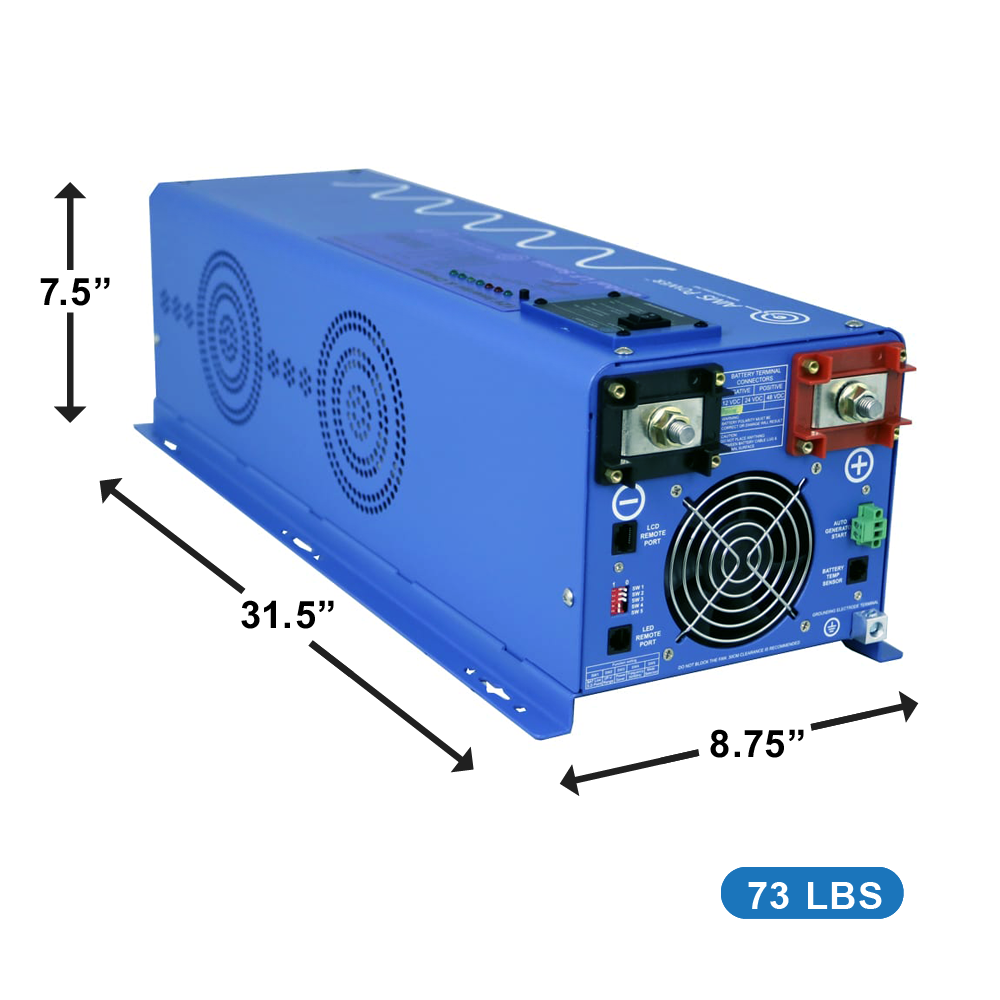 4000 WATT PURE SINE INVERTER CHARGER 12VDC / 120VAC INPUT & 120/240VAC SPLIT PHASE OUTPUT 50 OR 60HZ