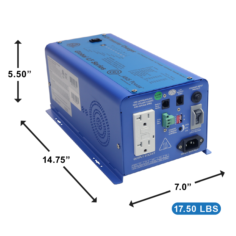 600 WATT PURE SINE INVERTER CHARGER 12 VOLT TO 120 VAC ETL LISTED