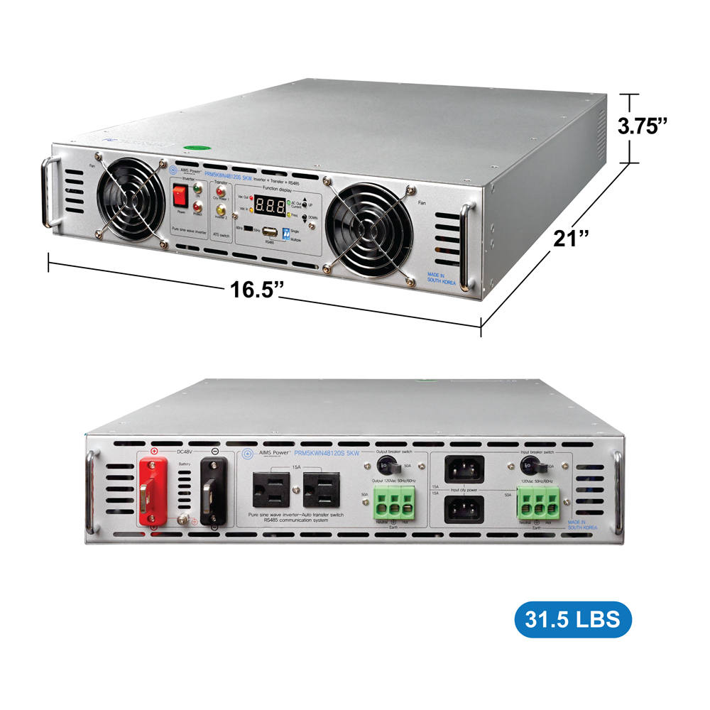 5000 Watt NEGATIVE 48 Volt Rack Mount Inverter To 120 Volt AC – 2U (-48V)