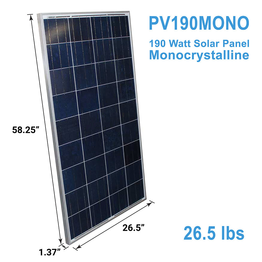 190 W MONOCRYSTALLINE SOLAR PANEL RIGID