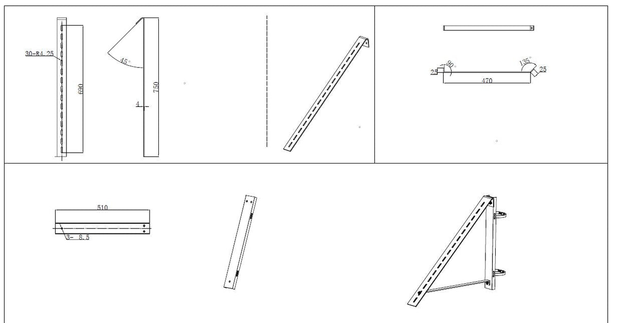 ADJUSTABLE SOLAR SIDE POLE MOUNT BRACKET ? FITS 1 PANEL
