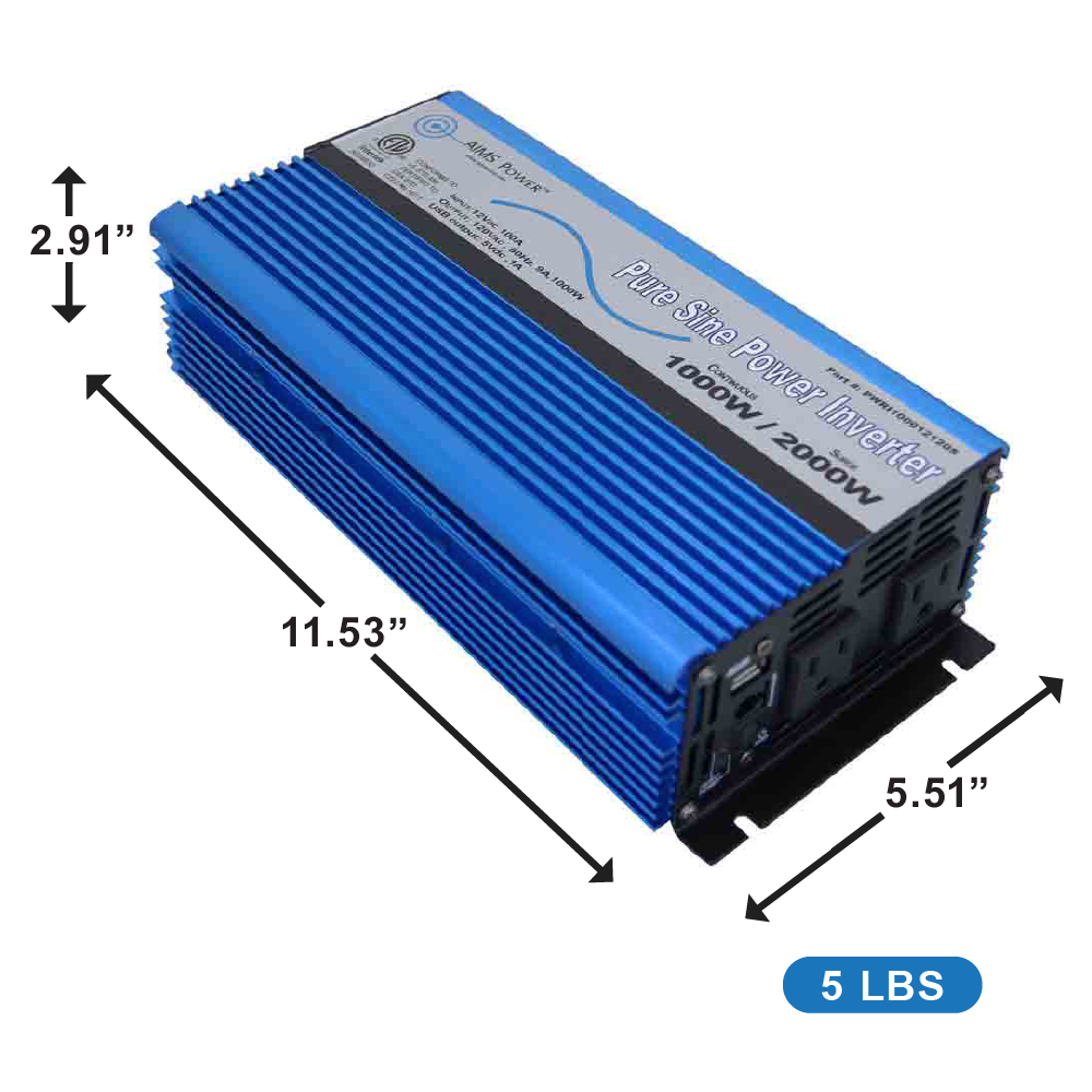 1000 WATT PURE SINE POWER INVERTER 12 VOLT ETL LISTED TO UL 458
