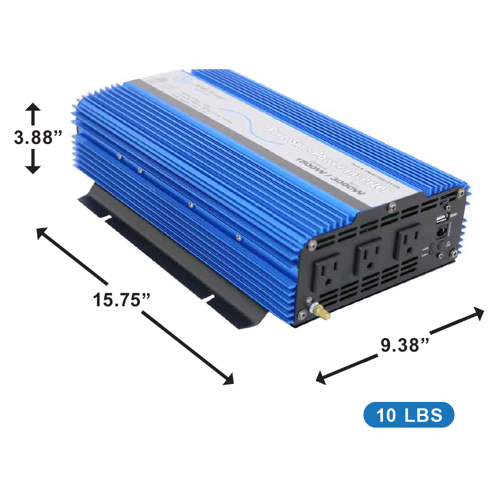 1500 WATT PURE SINE INVERTER 12VDC ETL LISTED TO UL 458