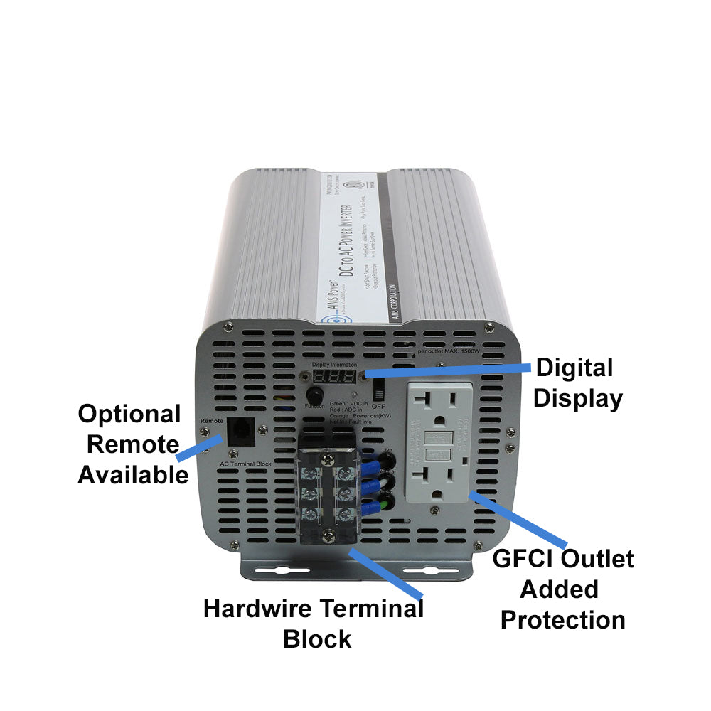 2000 WATT MODIFIED SINE POWER INVERTER 12 VDC TO 120 VAC ETL LISTED