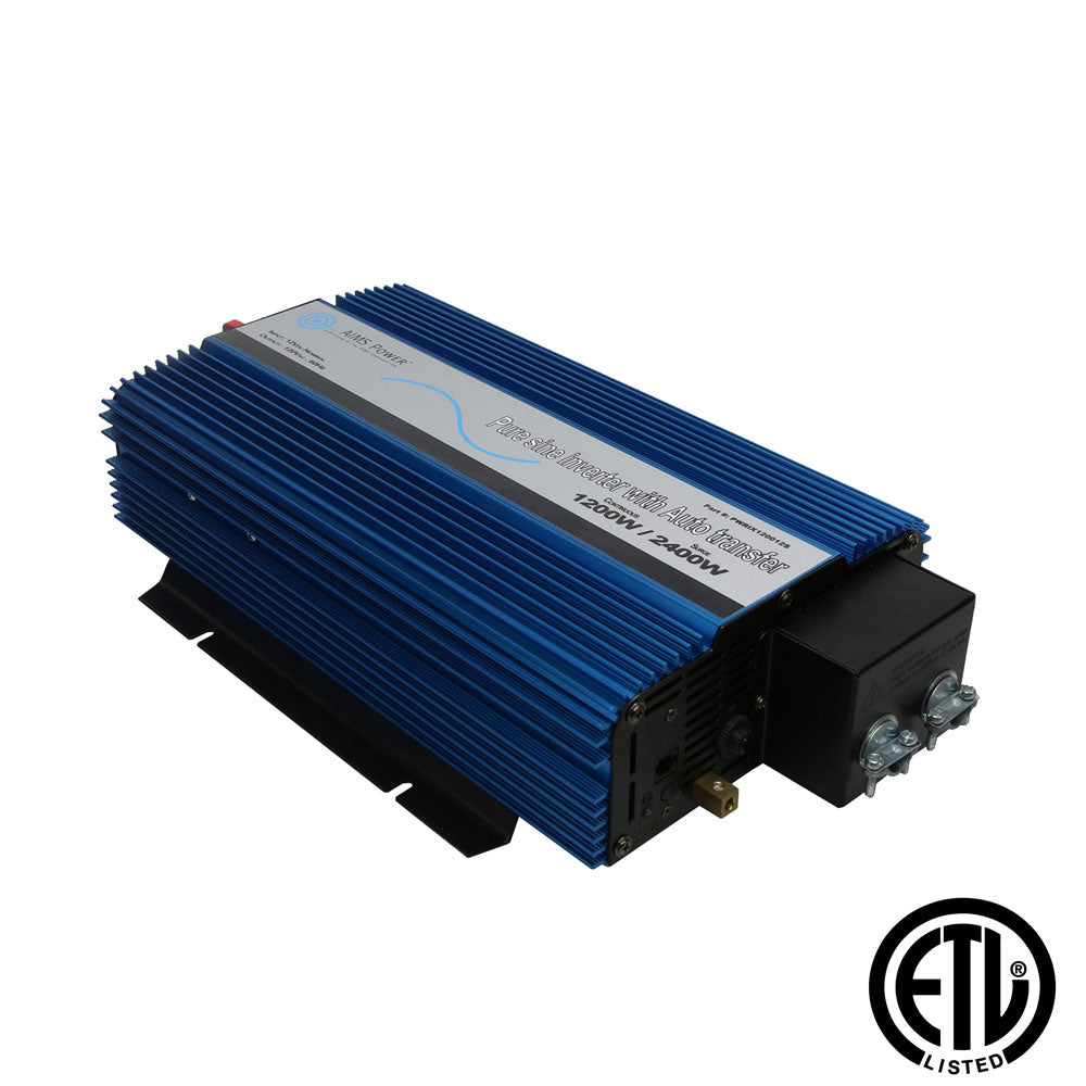 1200 PURE SINE INVERTER WITH TRANSFER SWITCH - ETL LISTED CONFORMS TO UL458 STANDARDS HARDWIRE ONLY