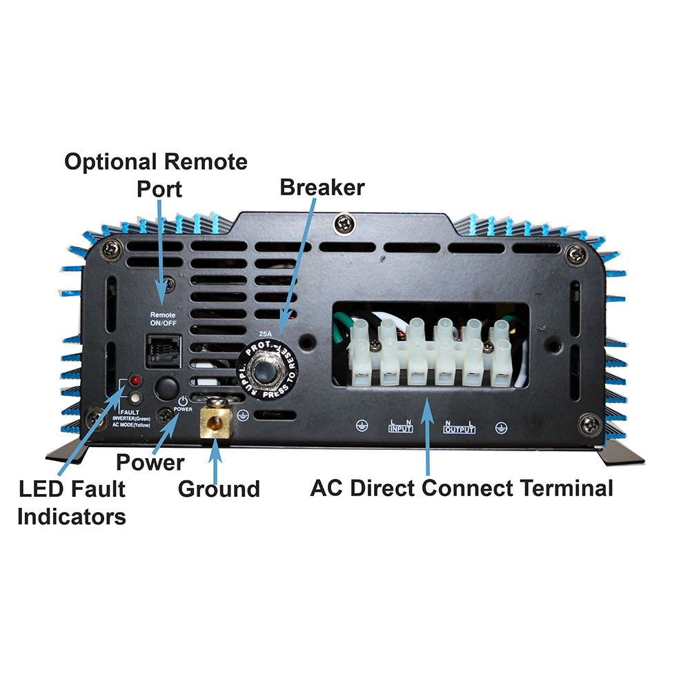 2000 PURE SINE INVERTER WITH TRANSFER SWITCH - ETL LISTED CONFORMS TO UL458 STANDARDS HARDWIRE ONLY