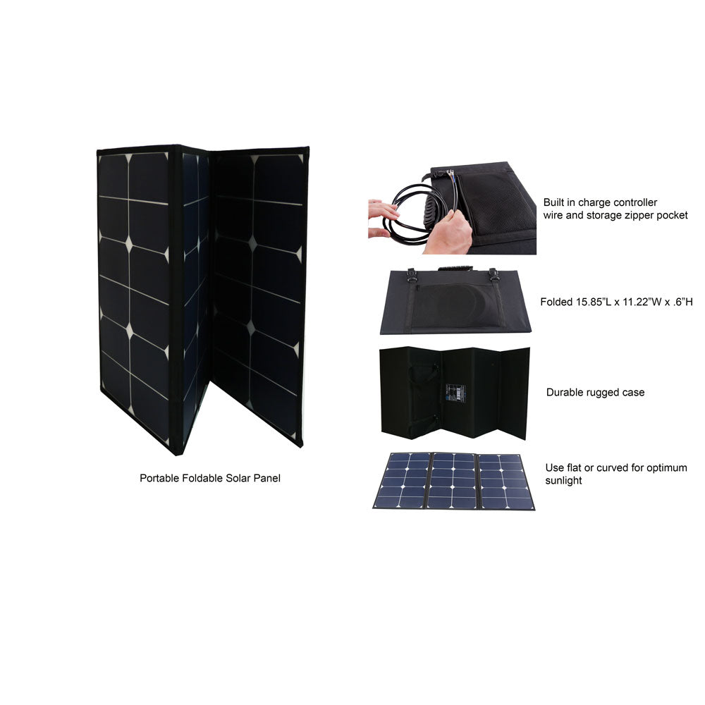 60 WATT PORTABLE FOLDABLE SOLAR PANEL PRE-WIRED AND BUILT-IN CARRYING CASE MONOCRYSTALLINE