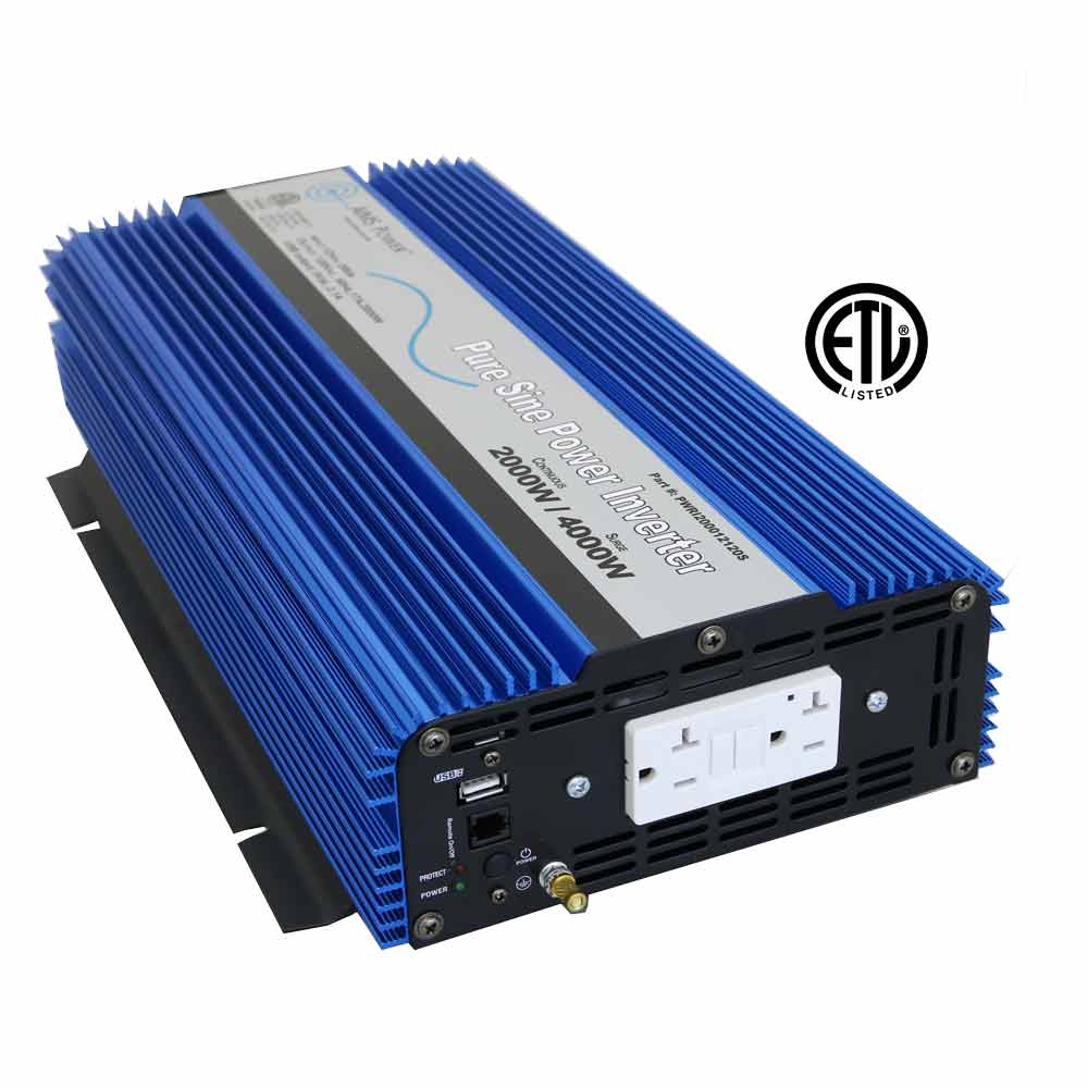 2000 WATT PURE SINE POWER INVERTER 12 VDC TO 120 VAC ETL LISTED