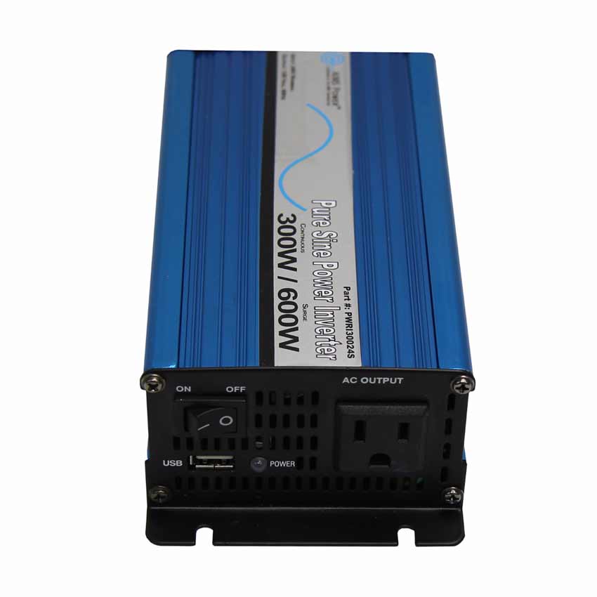 300 WATT PURE SINE POWER INVERTER 24 VOLT 120 VAC INCLUDES CABLES