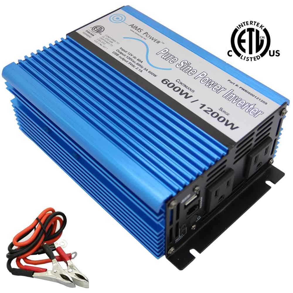 600 WATT PURE SINE POWER INVERTER 12 VOLT LISTED TO UL 458