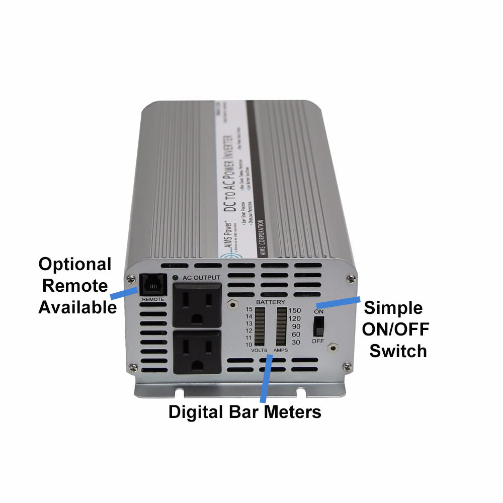 1250 WATT POWER INVERTER 12 VOLT WITH FEATURES